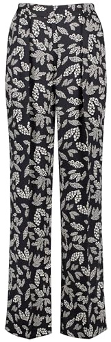 Taifun Damen Weite Hose aus Satin Palazzo floral reguläre Länge Schwarz Gemustert 38