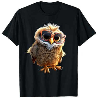 Hibou avec Lunettes de Soleil Chouette Effraie Hibou T-Shirt