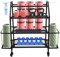 Ciounmb Gym Storage Rack Hantelständer Hantelablage Multifunktionaler Kurzhantelständer Yoga Matte Regal für Kettlebell, Hanteln, Yoga Block, mit Haken und Abschließbaren Rädern, Tragfähigkeit 136KG