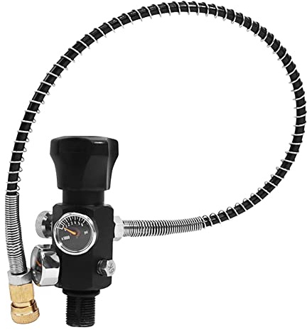 Lodokdre Vollfeder-Doppelmanometer-Ventil, Tank-Doppelmanometer-Ladeventil mit 50 cm Hochdruckschlauch