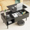DUMOS Couchtisch Höhenverstellbar, Qualität Wohnzimmertisch, Couchtisch, Couchtische für Wohnzimmer, kleine, Moderne Holz-Mitteltische mit Ablagefach und verstecktem Fach (Schwarz)