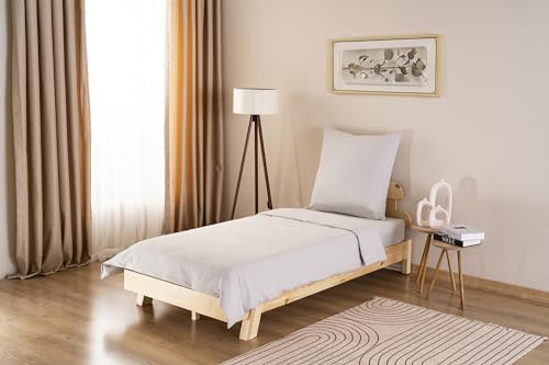 GD Home %100 Baumwolle Bettwäsche Set / 1 Hochwertige Atmungsaktive Renforce Bettbezug 140 x 200 cm + 1 Kopfkissenbezug 80 x 80 cm / 2teilig Deckenbezug/Hellgrau