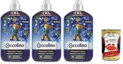 Italian Gourmet ammorbidente concentrato Weichspüler Bergamotte 3 x 1750ml | Profumo Wilde Campanula, formula intensa; 76 lavaggi je Flasche, für weiche, Gesamtnettogewicht 5,25 L + Kostenlos Polpa 400g