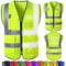 WolunLi Warnweste mit Logo - Personalisierte Sicherheitsweste mit Text, Namen - Warnweste bedruckt für Unternehmen mit Reißverschluss & Taschen Fluorescent Green Medium