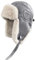 JFAN PU Wintermütze mit Ohrenklappen Unisex Warme Ushanka Russische Mütze Winddicht Skimütze Vintage Fliegermütze für Outdoor Skaten Radfahren Grau