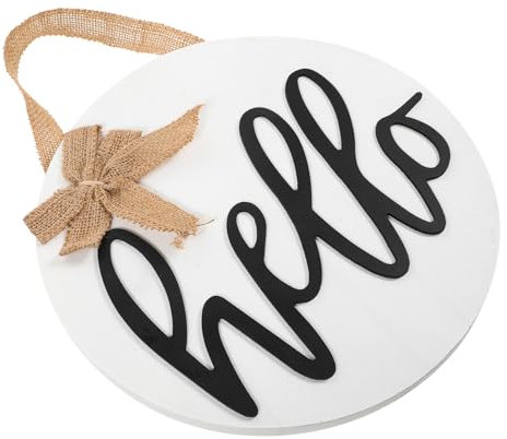 RORPOIR 1stück Holzschild Mit Willkommensdesign Hängend Ländlicher Stil Für Haustür Dekorativer Türanhänger Aus Holz Mit Schleife Rustikales Wohnaccessoire