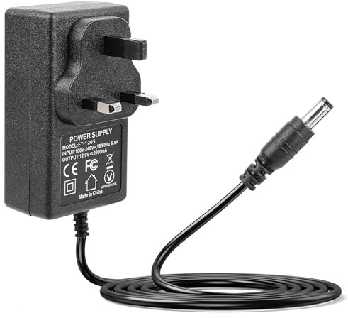 PUGTOW 24 Volt Power Supply AC 100-240V to DC 12V 2A 24W Switching Adapter 5.5x2.1mm Wall Transformer Plug for CCTV Security Camera, LED Strip Lights, LCD Monitor