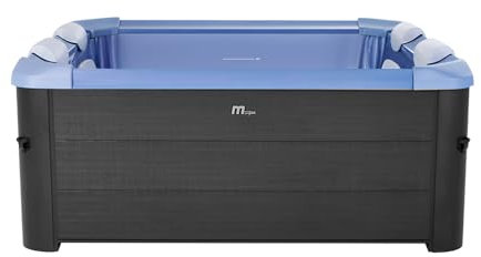 Tempo Style - Piscina de hidromasaje cuadrada MSpa Oslo Sapphire F-SA063W (6 plazas) | 160 x 160 x 65 cm | 850 litros | 120 chorros de aire de masaje de 3 velocidades | 8 chorros de agua | Cobertura