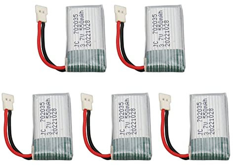 Rankomu Lot de 5 accessoires de batterie 3,7 V 550 mAh avec télécommande, compatible avec drone Hubsan X4 H107 H107L H107D MJXRC F47 DFD F180 RC