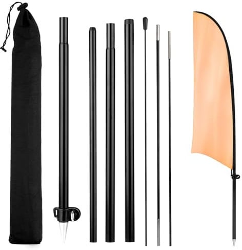 Knife Shaped Feather Flagpole, Feather Banner Pole Kit Flag Pole Kit Portable Flagpole for Advertising Outdoors Activities Promotions Real Estate Supplies(Black)