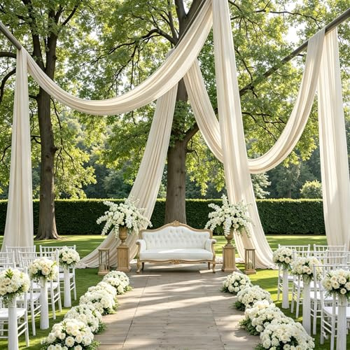 2 Panels 5ft(W) x 20ft(H) Ivory Ceiling Drapes for Wedding Parties | 20 FT Extra Long Thick Polyester Wrinkle-Free Drapery Tent Decor Decorations for Birthday Party Ceremony Stage Swag