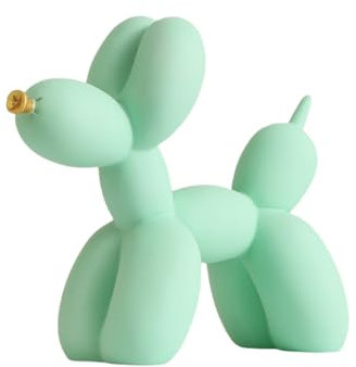 YOYUMI Skulptur Ballon Hund Statue Der goldene Mund Ballon Hund skulptur Haus Dekoration Skulptur Schlafzimmer und Büro 9.06Inches Grün