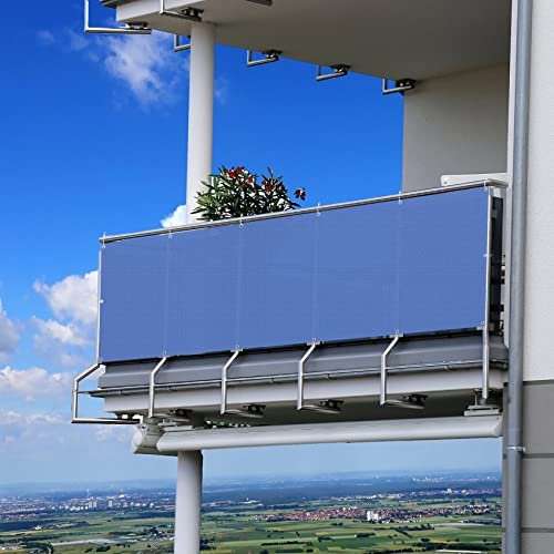 Balkon 50x800cm UV-Schutz Wasserdicht Segel Baldachin Outdoor Terrassenüberdachung mit Gratis Seil Marineblau