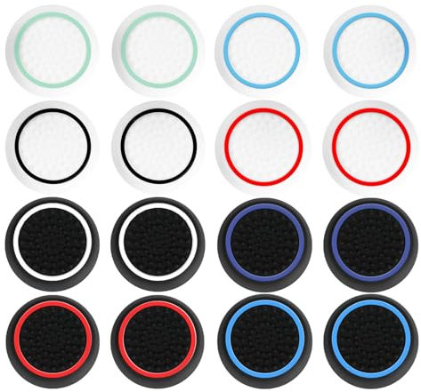 LunarCharm Lot de 16 capuchons de joystick en silicone compatibles avec PS4/PS5 - Accessoires de manette - Compatibles avec Xbox One Series (style B)