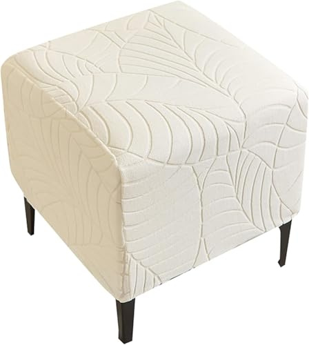 Yekuhe Hockerbezug Quadratisch 40x40 Ottoman Cover Ottomane Schonbezug Hocker Hussen für Fußhocker Stretch Ottomane Abdeckung Hocker Protector Hockerabdeckung(Beige)