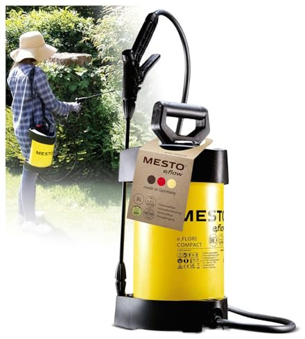 Mesto e.flow e.Flori COMPACT Akku-Drucksprühgerät 3L | Akku Drucksprüher 1,4 bar | Akku Sprühgerät | Pumpsprühflasche Haus & Garten | Drucksprüher elektrisch | Pflanzensprüher | Gartenspritze & Unkrau