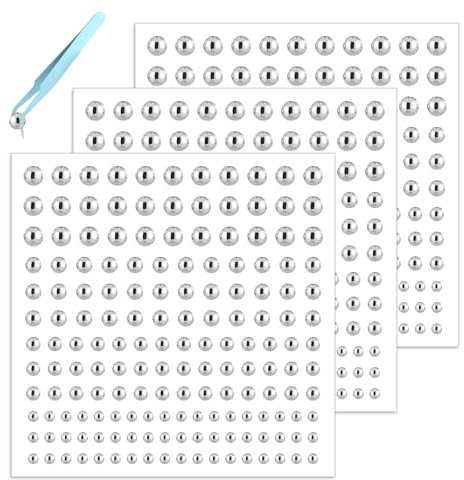 Apausvcm Non-Piercing Lip Studs Stickers, Fake Piercings Nose Stud Eyebrow Stud Self-Adhesive Silver Fake Piercing Face Sticker Cool Punk Y2k Makeup for Women Men