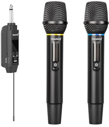 Depusheng Microfono wireless S2, microfono dinamico palmare, microfono per karaoke con ricevitore ricaricabile per feste di matrimonio, chiese e club (DPS-S2-2)