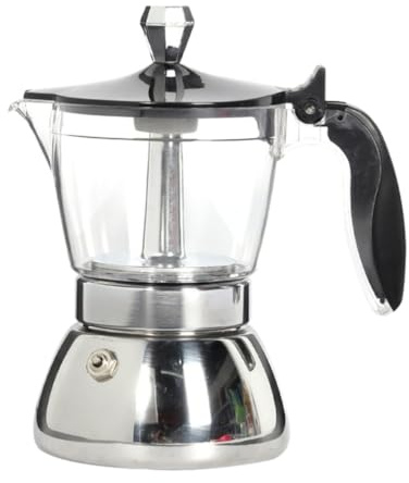JECOMPRIS Caffettiera in Acciaio Caffettiera Manuale Capacità Grande Macchina per Caffè Espresso Contenitore per Caffè in Acciaio Lucidato