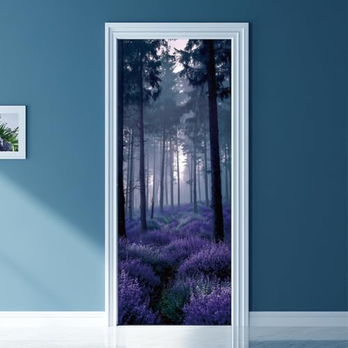 arricraft 2 Stück Selbstklebender Türaufkleber, Lavendel | 31.5X78.7 Türfolie Selbstklebend Türaufkleber Wrap Künstlerische Aufkleber Wasserdicht PVC Abnehmbare Wandbild Tapete