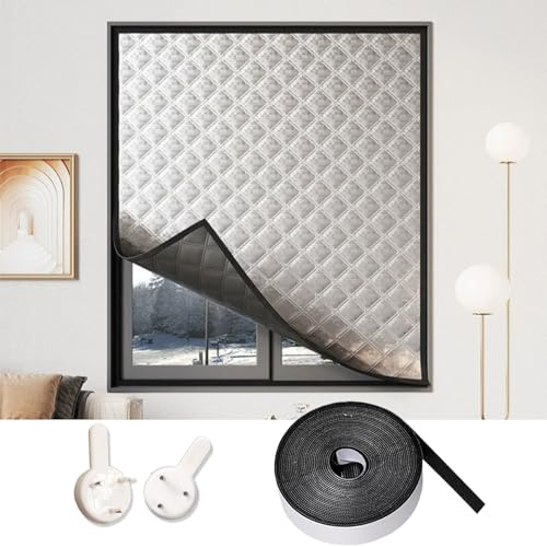 Wärmeschutzvorhang Magnet 120 x 215 cm, Adjustable and Schallschutz, Staubdichte, Winddichte, Einfach zu Säubern, Wärmeschutzvorhang Isolier, mit Klettband für Wohnmobil, Silber
