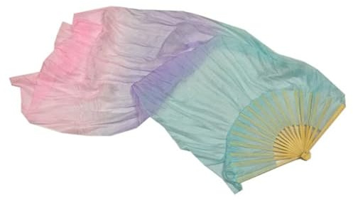 YZWHKJ Schleierfächer Farbverlauf Langer Fan Schleier Frauen Bauchtanz Seidenfächer Pairs Professionelle Schwarz Weiß Tanz Seide Erwachsene(A,210X90CM)