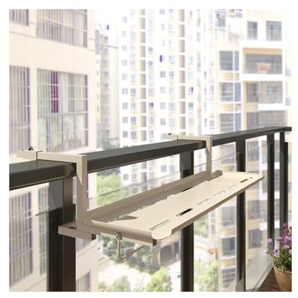 Verstellbarer Hängetisch für Geländer, Balkontisch, multifunktionaler, platzsparender Tisch für drinnen und draußen • Passend für Geländer mit 1-16 cm Durchmesser, Tragkraft 68 kg, Beige Schwarz Grün