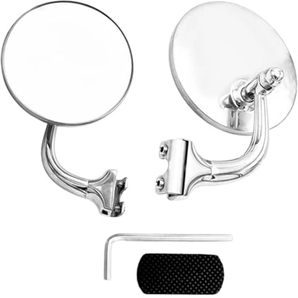 Kueohse Retro Style Silver Round Side Mirror Kit 2 Pieces for Vintage Classic Cars Front and Rear View Reflective Mirrors