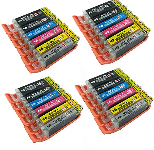PerfectPrint Compatible Ink Cartridge Replacement for Canon Pixma MG6350 MG7150 MG7550 550/551 XL (Black/Cyan/Magenta/Yellow/Grey, 24-Pack)