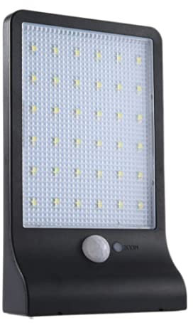 garden mile 36 LED Solarlampen Außen Bewegungsmelder Sicherheit Lichter Wandlichter Lampen Wasserdicht Solar Regenrinne mit Aufbaustange für Garten Terrasse Gehweg - Schwarz, 2 Lights