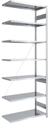 eurokraft | Steckregal | Bauart leicht | einseitig | HxBxT 3000 x 1000 x 600 mm | verzinkt | Anbauregal