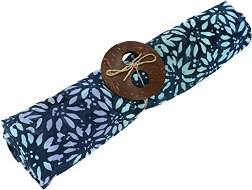 GURU SHOP Bali Batik Sarongkleid, Wickelrock, Sarong, Strand Tuch mit Sarongschnalle, Herren/Damen, Design 2/blau, Synthetisch, Size:One Size, 160x100 cm