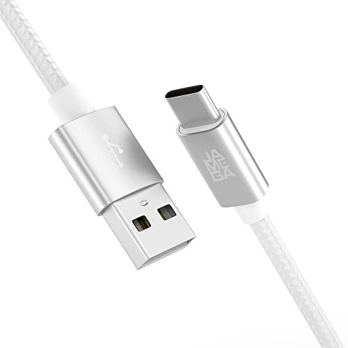 JAMEGA – 3m USB Typ C Kabel Weiß | 3A Nylon geflochten USB C Ladekabel & Datenkabel Fast Charge Snyc schnellladekabel kompatibel mit Samsung Galaxy S10/S9/S8+, Huawei P30/P20, uvm.