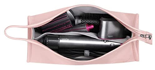 HENGSI Bolsa de Viaje para Dyson Airwrap/Supersonic secador de Pelo Accesorios (Rosa - Impermeable PU Cuero)