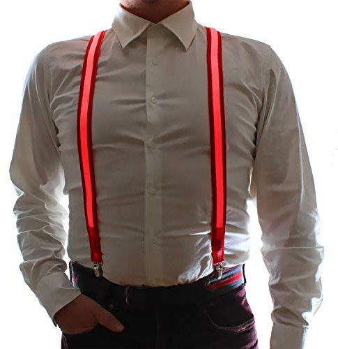 Originelle LED Hosenträger rot Herren & Damen Fashio LED-Accesoires y-träger leuchtet vorne & hinten