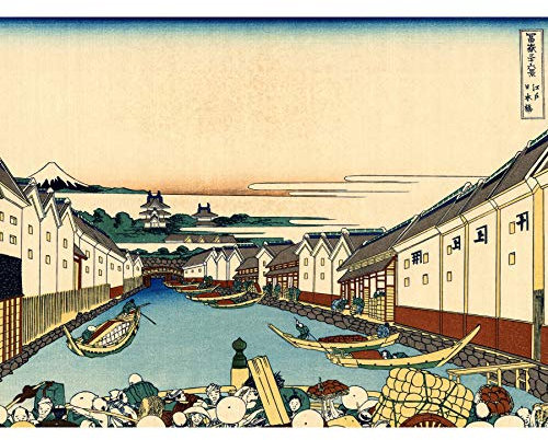 Hokusai 36 Views Fuji Nihonbashi Bridge Japan Extra Large XL Wall Art Poster Print Vue Pont Japon mur Impression d'affiches