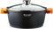WECOOK! Ecochef Titanio Cazuela Alta Inducción Tapa de Cristal 24cm, 5 Capas Antiadherente QUANTANIUM Ecológico sin PFOA, Aluminio Fundido 5mm, 11,75cm Alto, Asas Silicona, Vitrocerámica, Gas, Horno