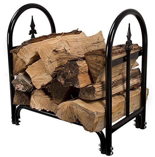 FUFU Ecran de Cheminée Porte-chauffage à l'intérieur/en extérieur 23 pouces Supports de rack de grille décoratifs, idéal for le stockage, le séchage ou la chauffage de bois de chauffage noir Protect