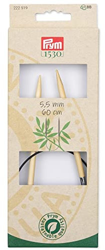 Prym 222519 Rundstricknadel Prym 1530, Bambus, 60cm, 5,5mm, Holzfarben