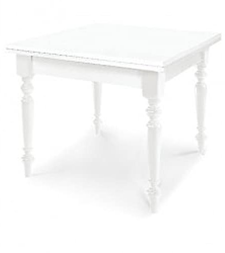 Mar.c.a. Design, Table Extensible en Bois, Blanche Mate - Table a Manger Style Classique - Table Salle à Manger et Table Cuisine 100x100x78H - Table Pliante avec Pied de Table Tourné - Made in Italy