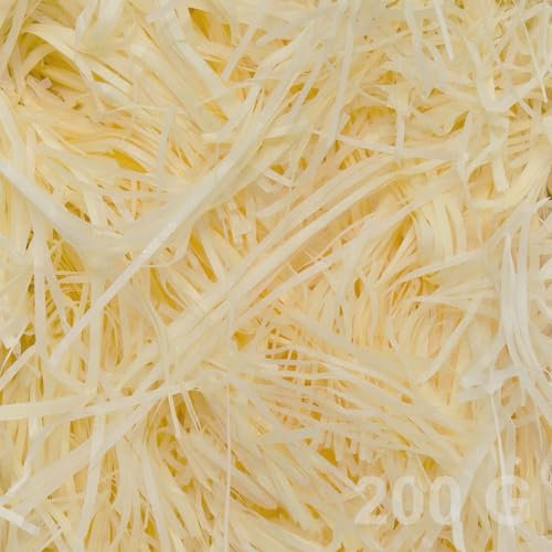 Papier Déchiqueté, pour le Bricolage, les Fêtes, le Remplissage et L'emballage de Cadeaux, 200 g, Jaune Crème