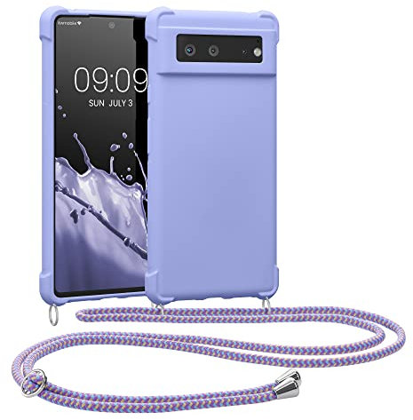 kwmobile Necklace Case kompatibel mit Google Pixel 6 Hülle - Cover mit Kordel zum Umhängen - Silikon Schutzhülle Lavendel