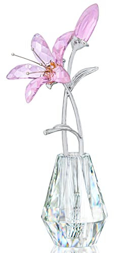 Kristall Calla Lilien Blumenstatuen Kollektion, rosa Blumen mit silbernen Metallstielen und Kristallvase, geeignet für die Dekoration von Hochzeitsfeiern zu Hause
