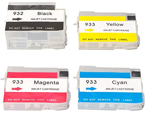 Walfront Nachfüllbare Tintenpatrone PP Patronen Ersatz für Officejet 6600 6700 7110 7510 7610 4 Farbe Schwarz Cyan Magenta Gelb für 932 933
