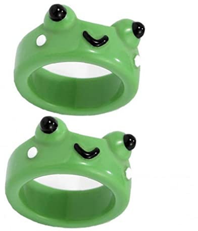 TOSSPER 2 Stücke Nette Frosch Harz Ringe 3D Tier Ring Lustige Personalisierte Schmuck Geschenk Für Geburtstag Weihnachten