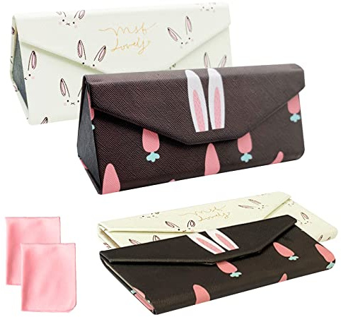 EQLEF Custodia Pieghevole Occhiali da Sole, Custodia Portaocchiali Pieghevole Con Panno di Pulizia portatile custodia per occhiali da sole custodia occhiali da sole rigida per Donna Uomo