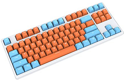 ABHI Clavier Mécanique Gaming avec Cool 21 Effets Rétro-éclairé Hot-Swap Clavier Filaire pour PC Tablettes iOS Windows PS4 Xbox 87 PBT Touches Ordinateur PC Clavier Gamer – Orange-Bleu