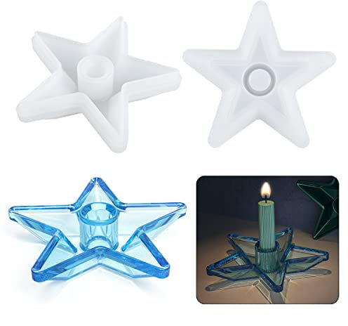 Yalulu Stern Kerzenhalter Silikonformen Epoxidharz Formen, Candlestick Resin Formen Kristallglas Epoxy Silikonformen DIY Kerzenhalter Silikonform
