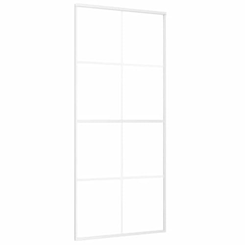 vidaXL Schiebetür Schiebetürsystem Glastür Glasschiebetür Ganzglasschiebetür Tür Innen mit Alurahmen ESG-Mattglas Aluminium 90x205 cm Weiß