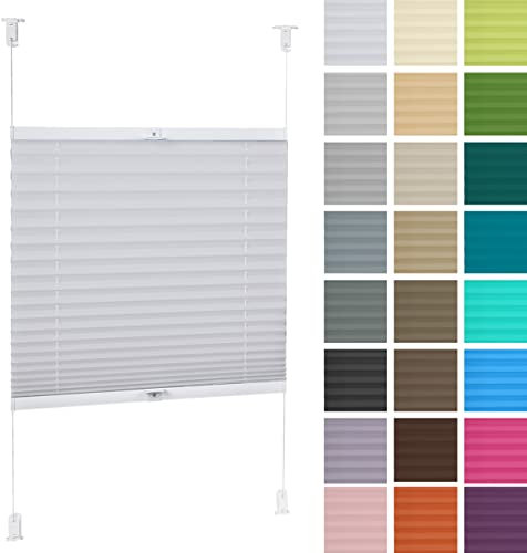 DECOOR Plissee ohne Bohren 125cm x 200cm Faltrollo Rollo für Fenster und Tür Nicht-invasive Fensterjalousien guter Sichtschutz und Sonnenschutz Breite der Überlappung 2 cm Weiß